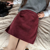 tailgate outfit black women Retro Corduroy A- line Skirt for Women Autumn and Winter Slimming Small Hip-Wrapped Short Skirt Fashion